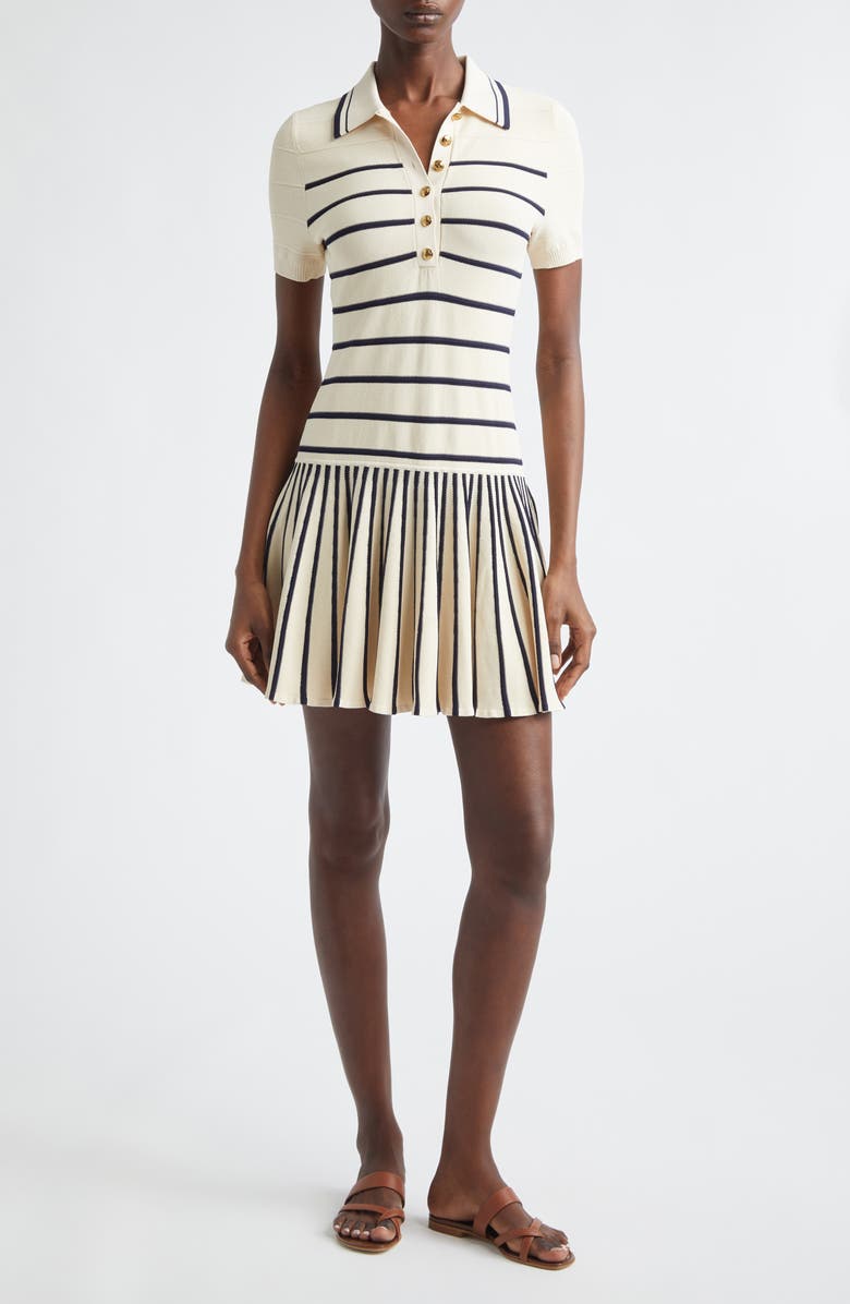 Zimmermann Kindred Spirit Luna Stripe Polo Minidress, Main, color, Cream/ Navy