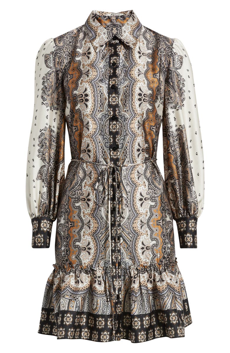 Julia Jordan Mixed Paisley Long Sleeve Shirtdress, Alternate, color, Sand Multi