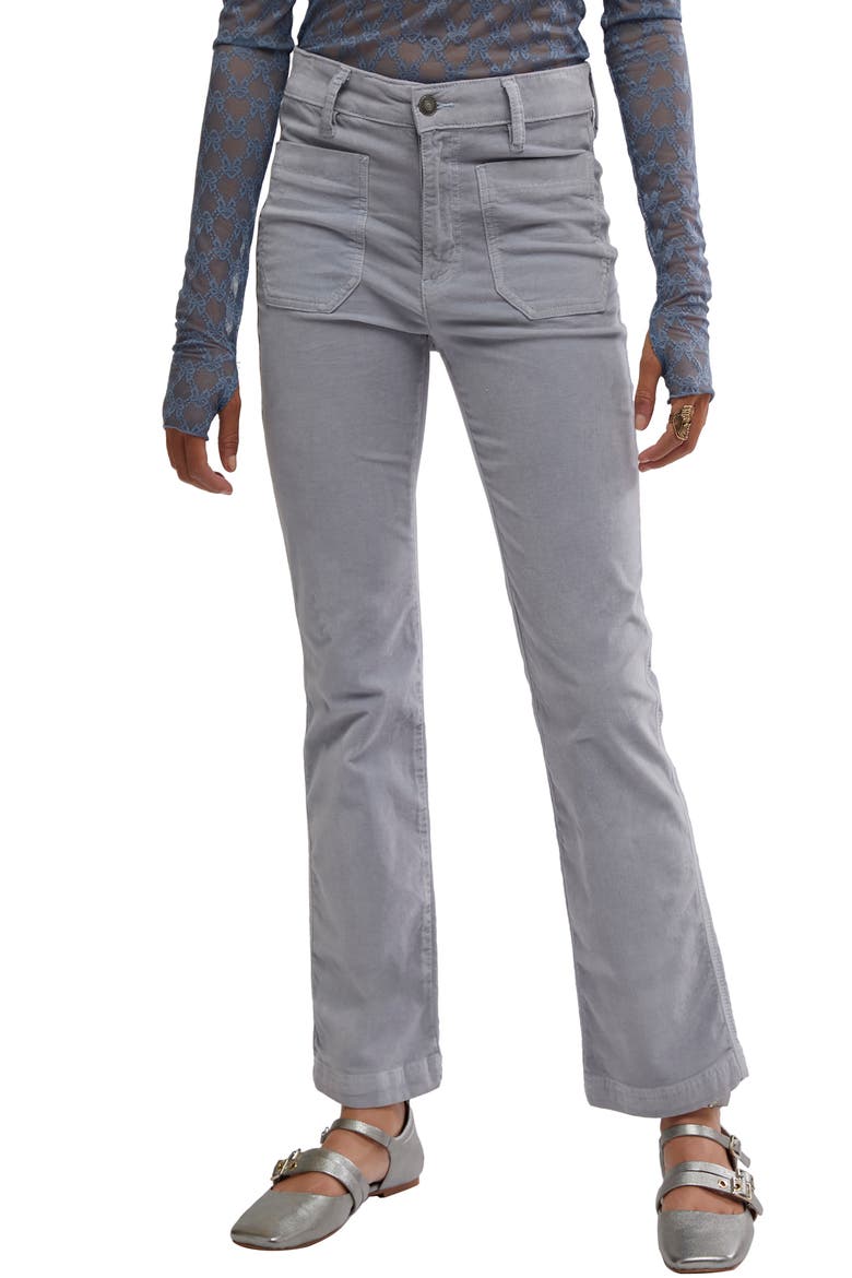 High Time Kick Corduroy Flare Pants, Main, color, PEARL BLUE