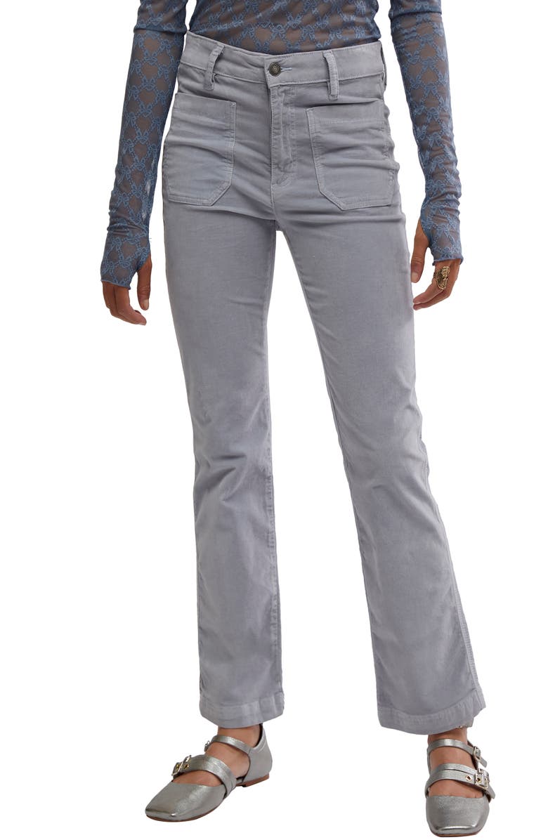 Free People High Time Kick Corduroy Flare Pants, Main, color, Pearl Blue