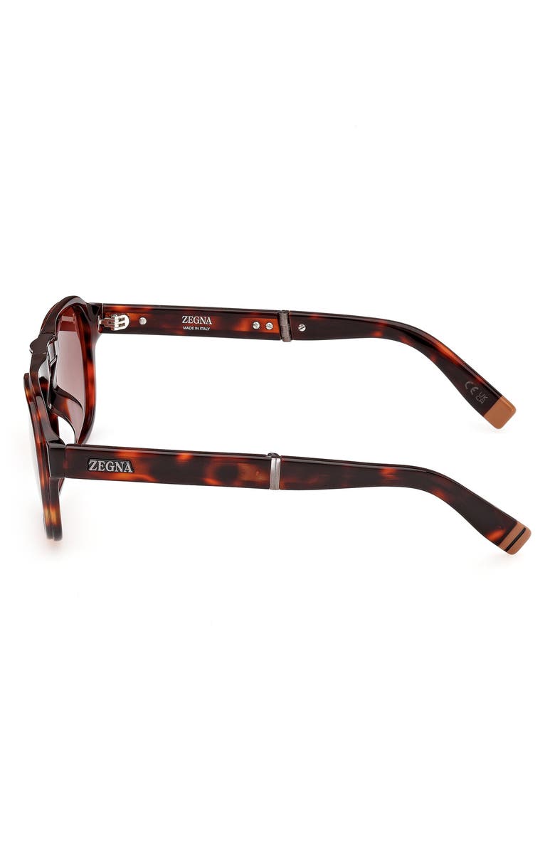 ZEGNA 53mm Polarized Round Sunglasses, Alternate, color, 