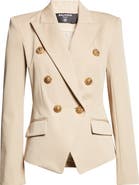 Balmain 6-Button Double Breasted Gabardine Cutaway Jacket