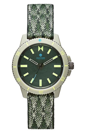 Mvmt Watches Minimal Sport Ocean Plastic Strap Watch, 38mm In Atlantic Green