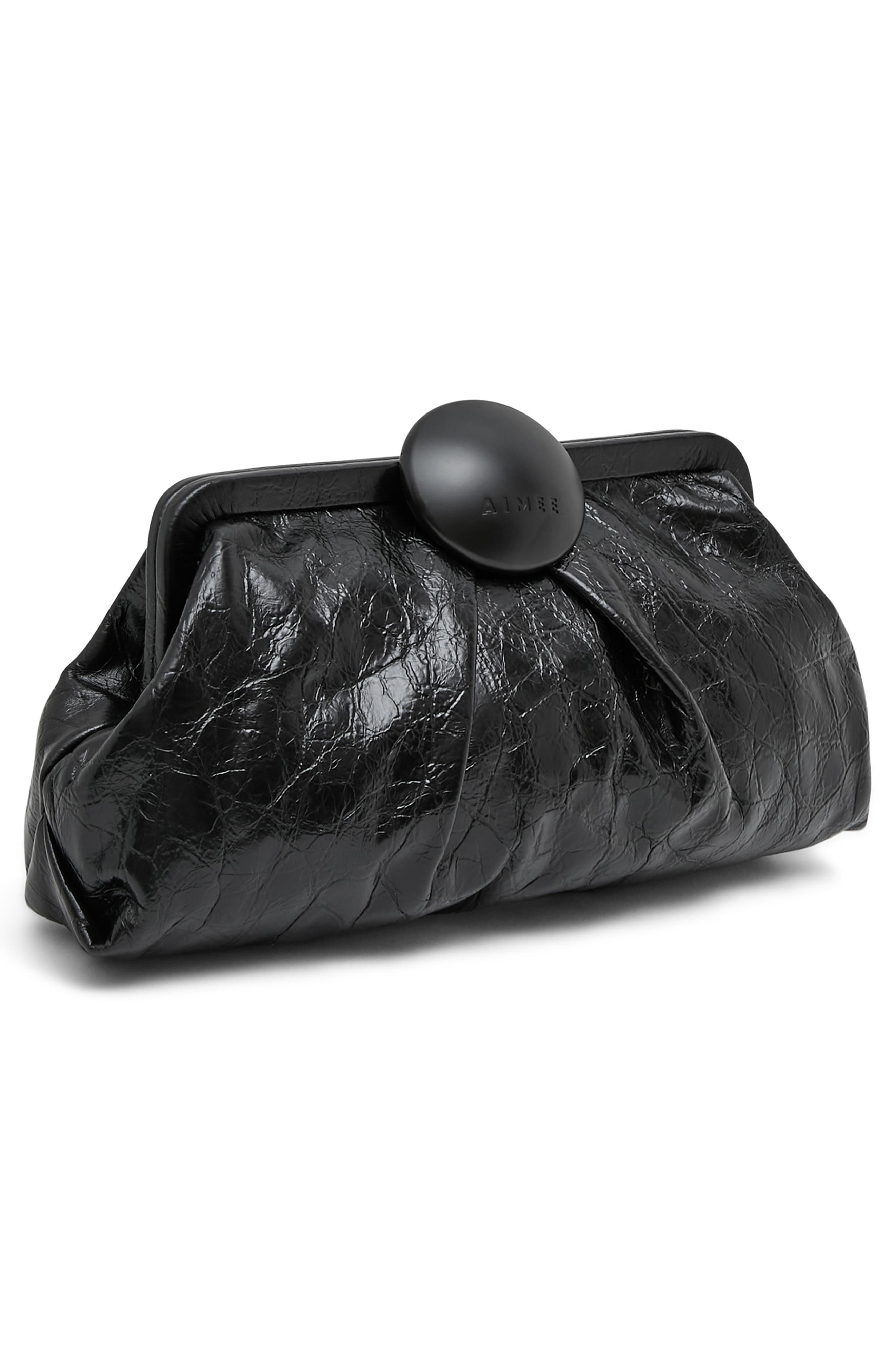 Full Circle Frame Clutch, Alternate, color, BLACK CRINKLE