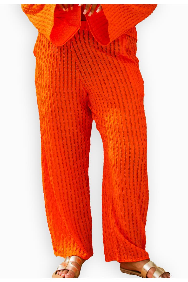 Wide Leg Crochet Resort Pants, Main, color, Orange
