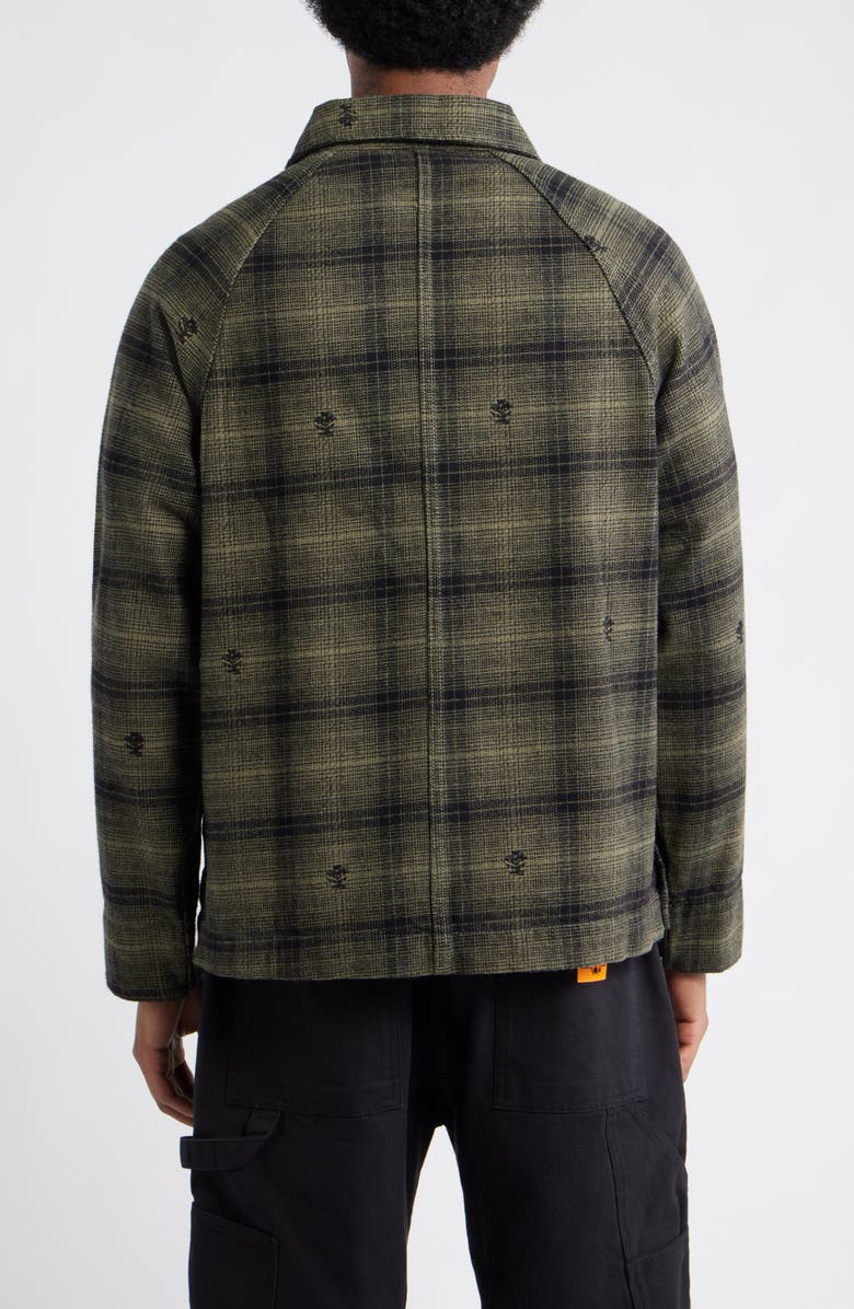 Service Works Thistle Plaid Organic Cotton Front of House Jacket, Alternate, color, Olive