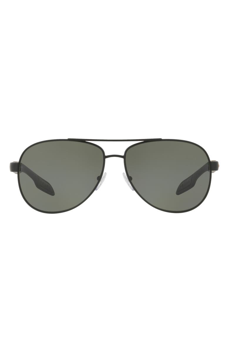 Prada 62mm Oversize Polarized Aviator Sunglasses, Main, color, 