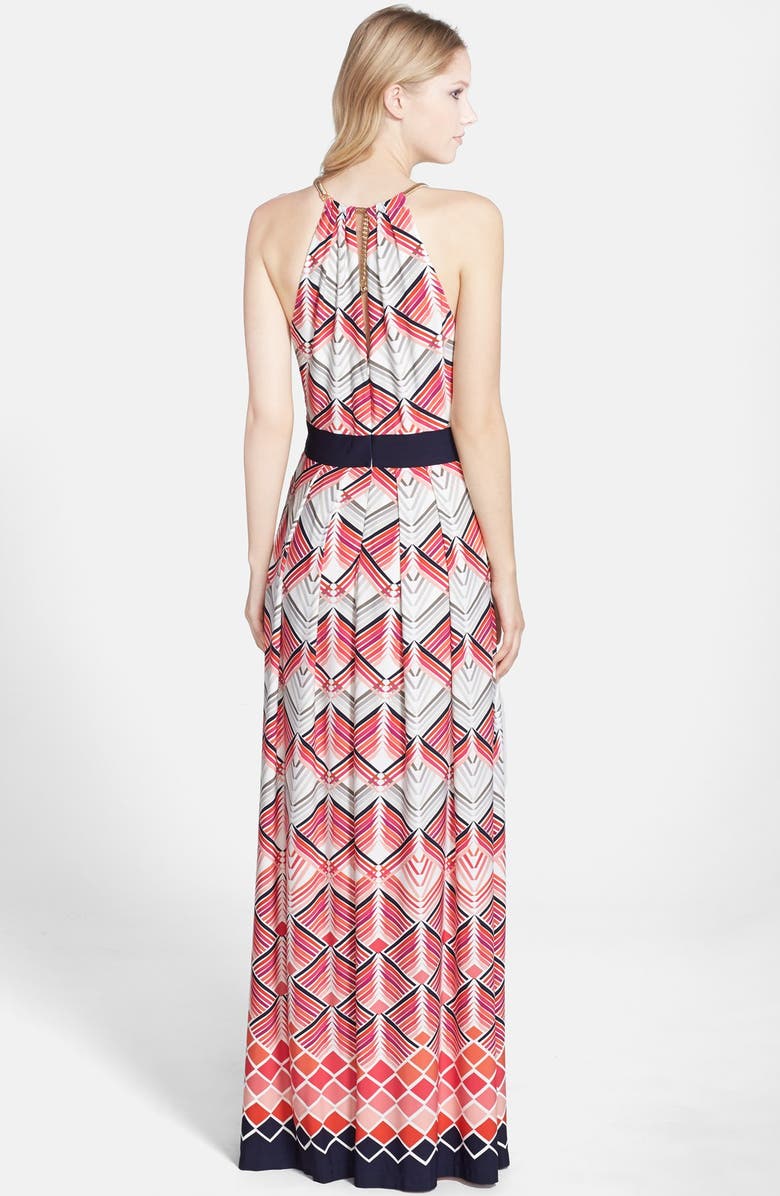Eliza J Print Jersey Halter Maxi Dress, Alternate, color, 
