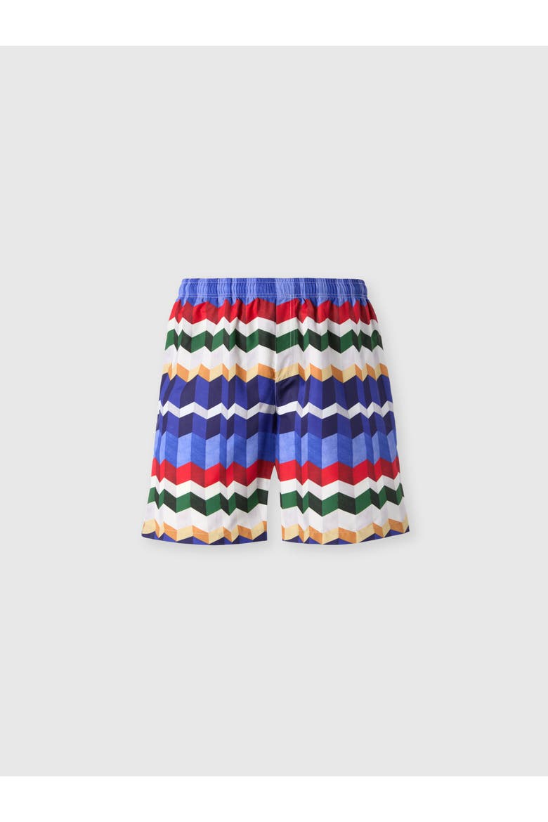 Long Swim Shorts With 3d Zigzag Print, Main, color, Multicoloured