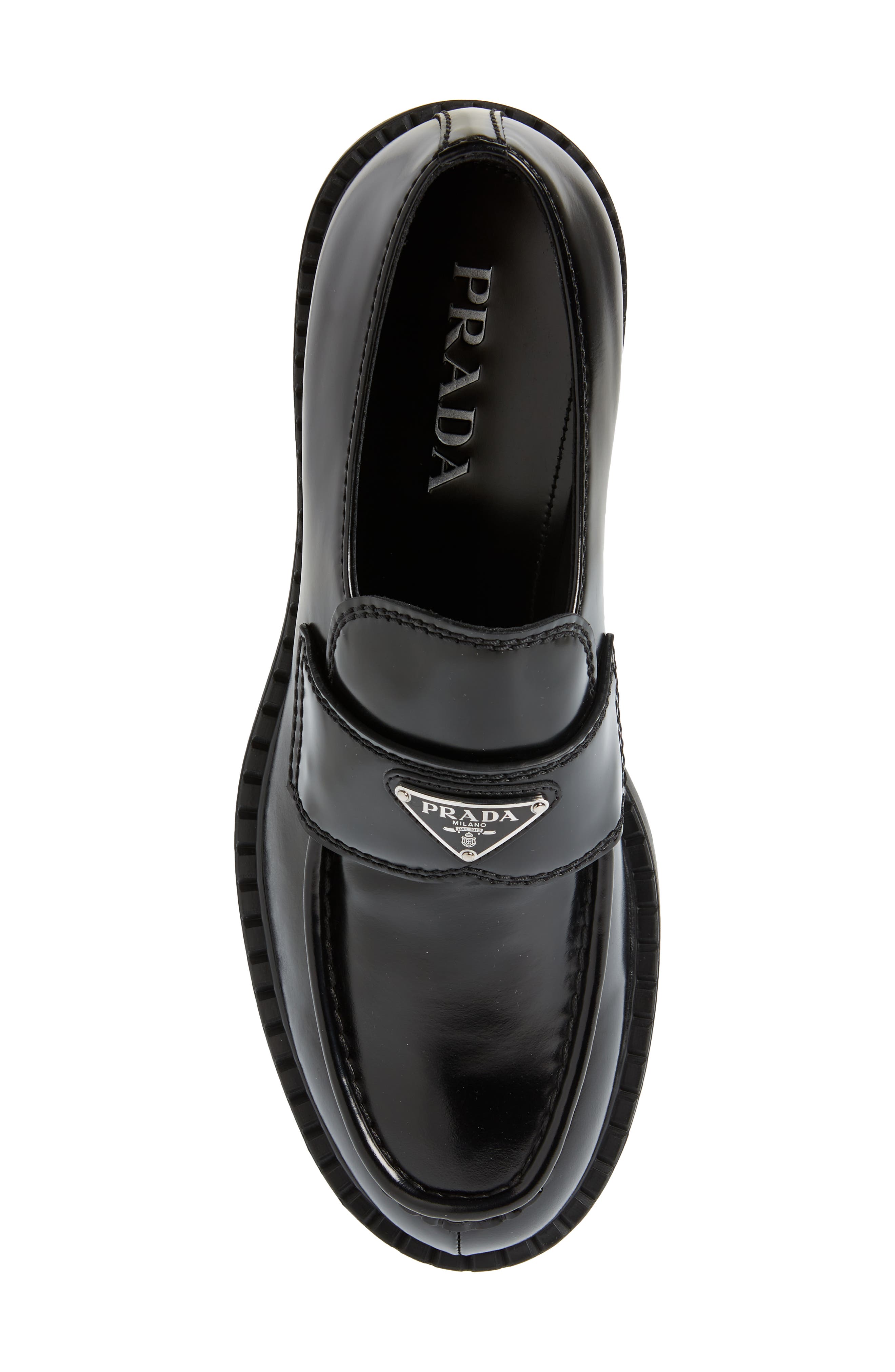 Prada Chocolate Loafer, Alternate, color, Nero