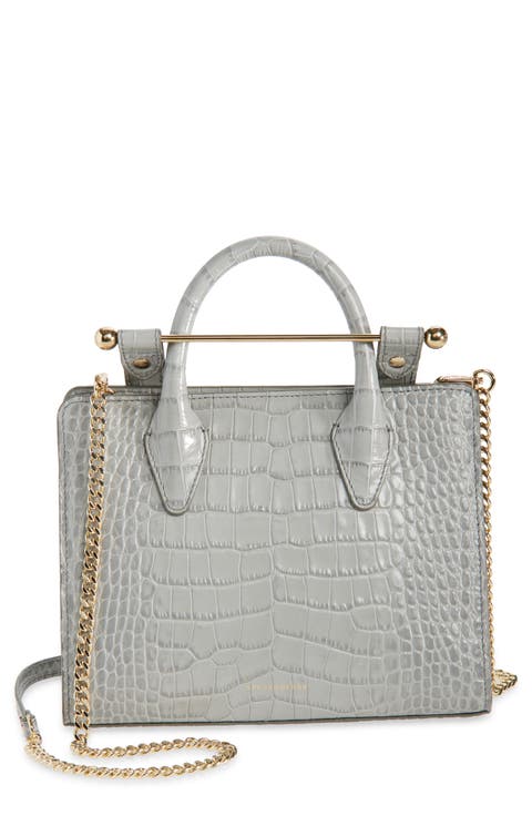 Mini Croc Embossed Leather Tote