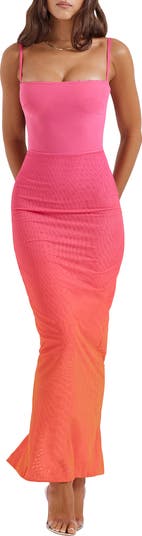 HOUSE OF CB Calista Ombr Mesh Cocktail Dress | Nordstrom