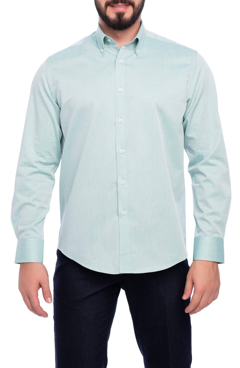 VELLAPAIS Avalon Slim Fit Cotton Dress Shirt, Main, color, Green