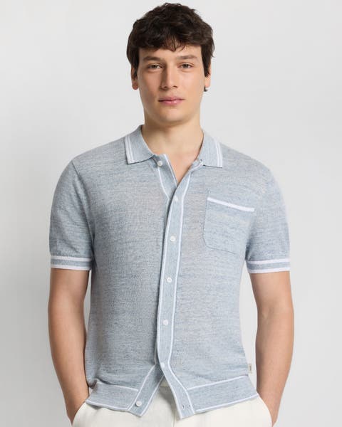 Linen Knit Button Down Shirt