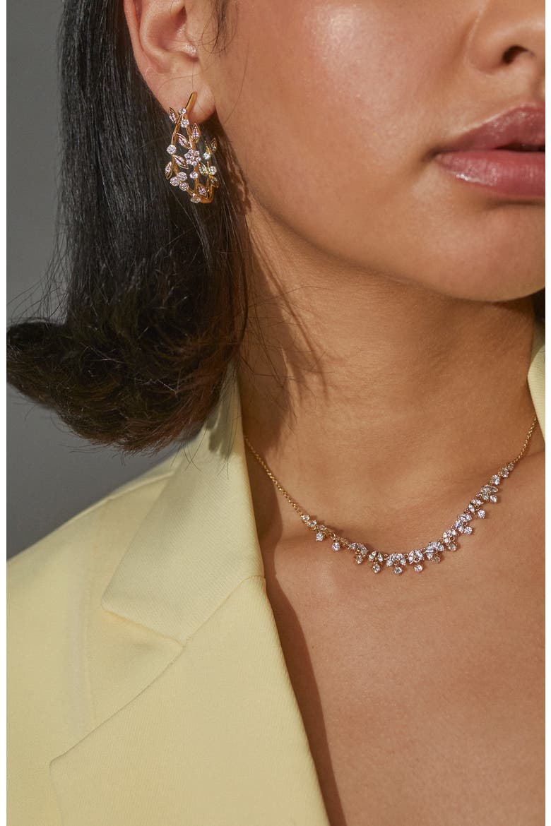 Midsommer Cubic Zirconia Inside Out Hoop Earrings, Alternate, color, GOLD