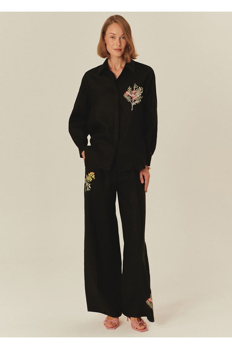 Avianna Linen Shirt, Alternate, color, BLACK