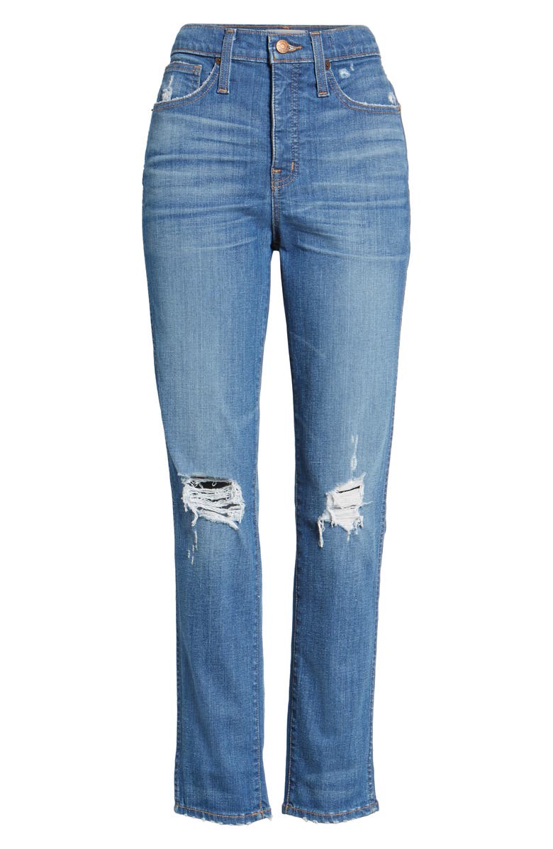 Madewell Distressed Slim Straight Leg Jeans, Alternate, color, 