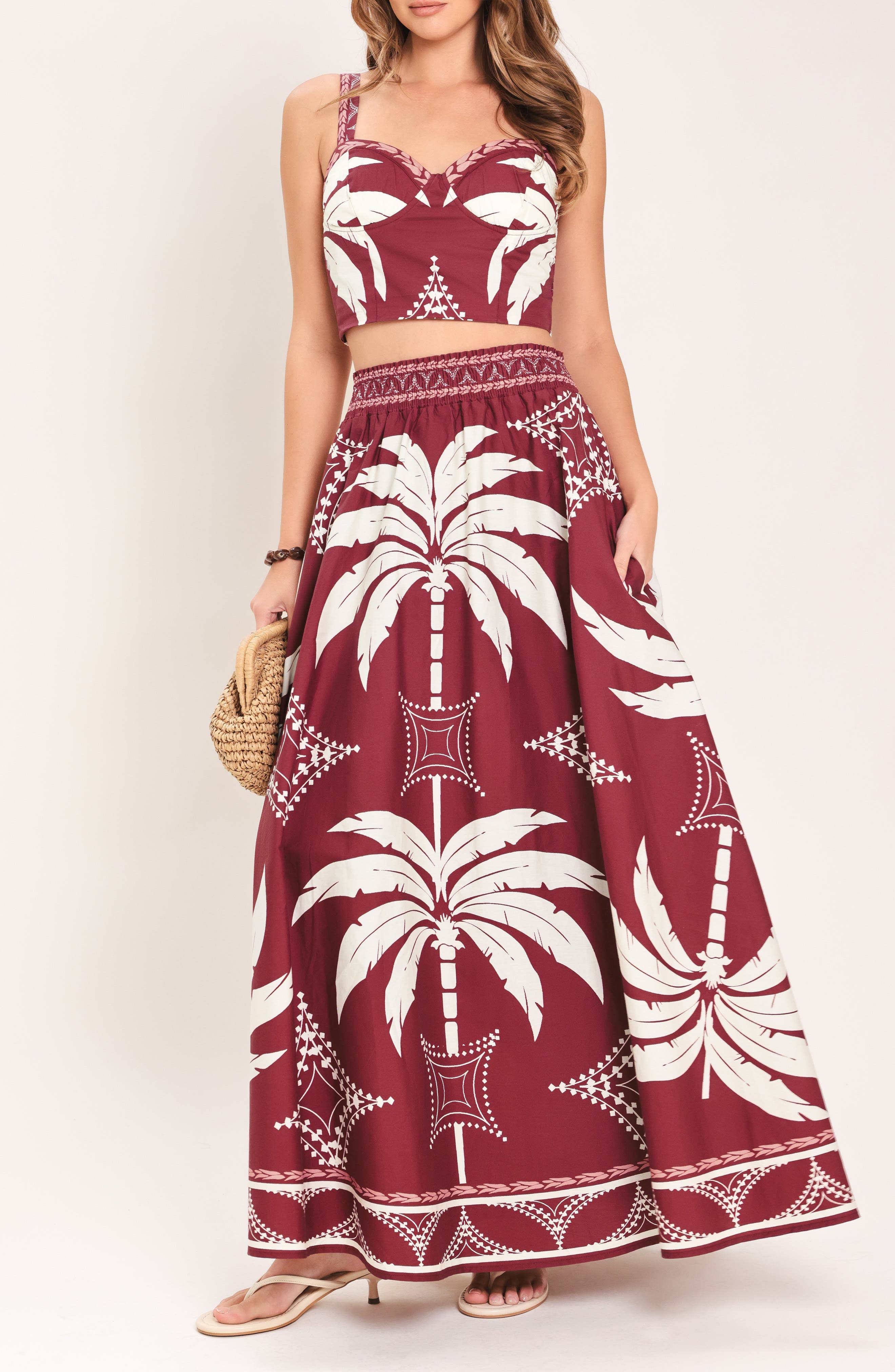 Print Crop Top & Maxi Skirt Set