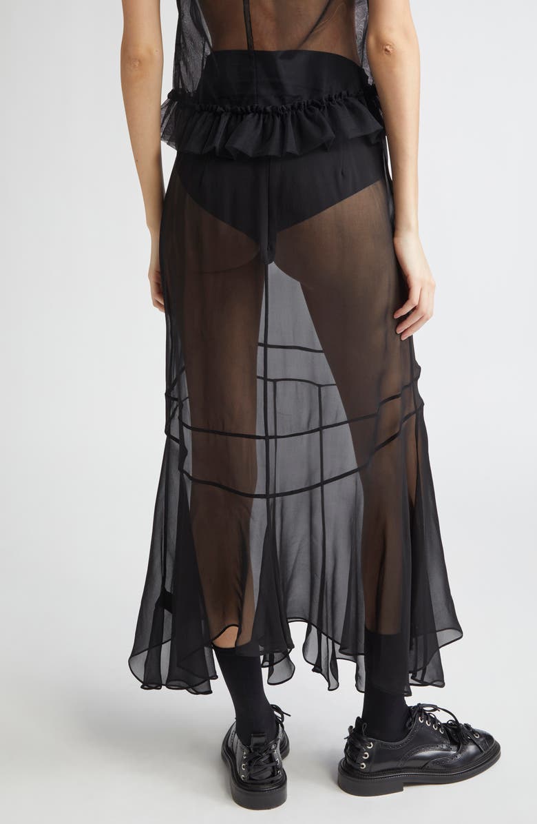 Simone Rocha Multiseam Sheer Silk Georgette Midi Skirt, Alternate, color,