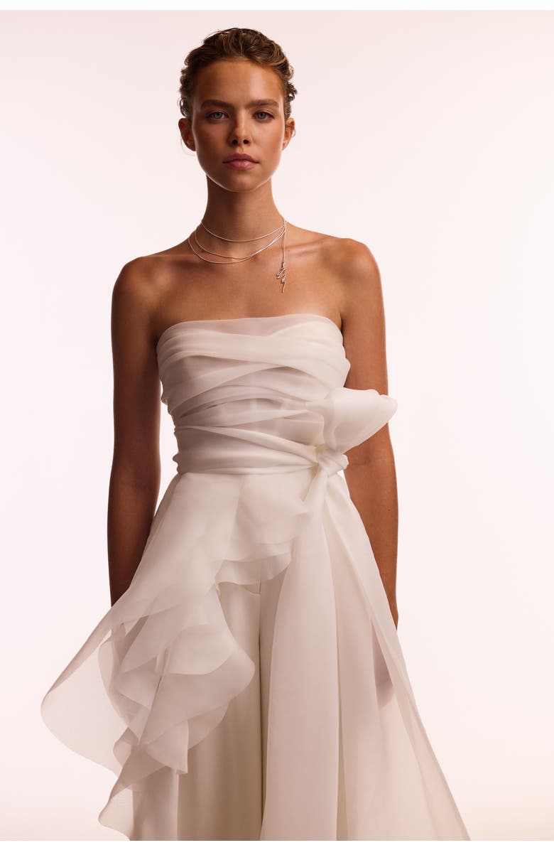 Milla Off-Shoulder Organza Formal Occasion Blouse with Ruffles, Main, color, White