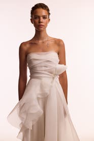 Milla Off-Shoulder Organza Formal Occasion Blouse with Ruffles