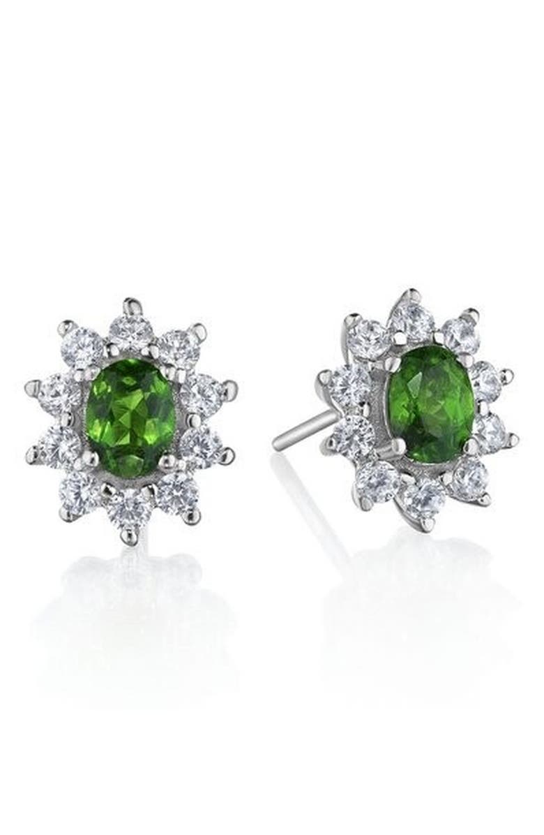 House of Frosted Jolene Diopside Stud Earrings, Main, color, White Gold