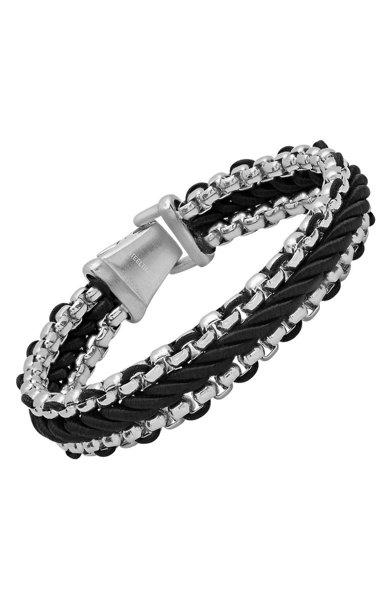 HMY JEWELRY Men's Two-Tone Bracelet, Alternate, color, Metallic