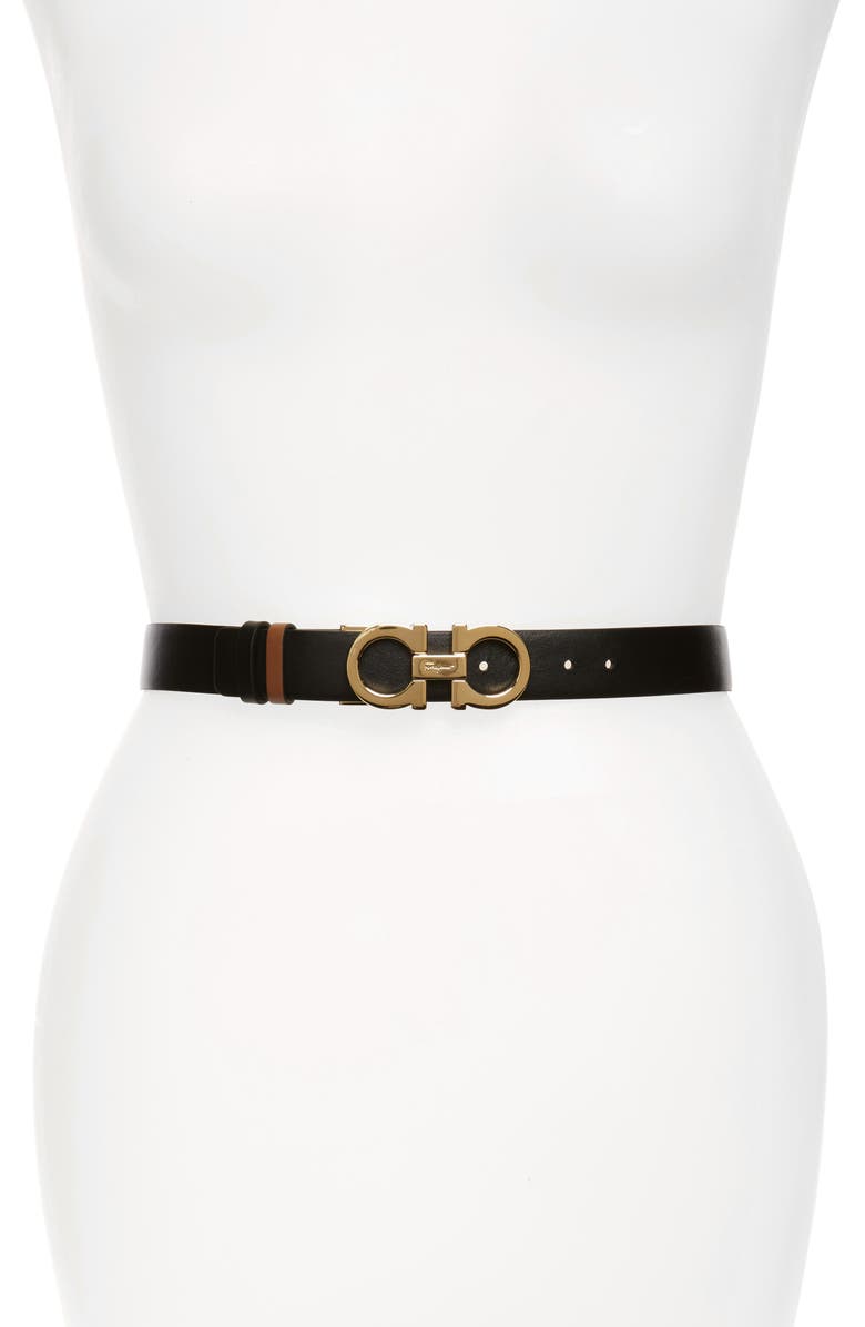 FERRAGAMO Ceylon Reversible Leather Belt, Alternate, color, Sella Nero