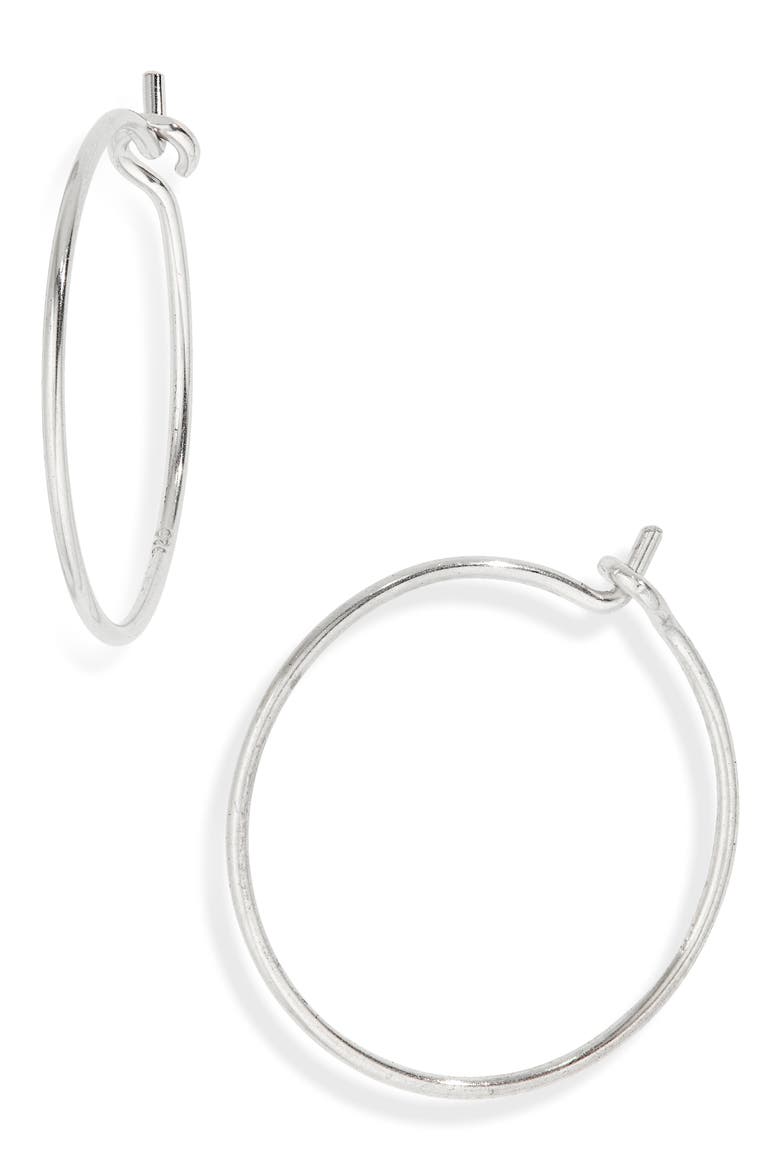 Delicate Wire Hoop Earrings, Main, color, STERLING SILVER