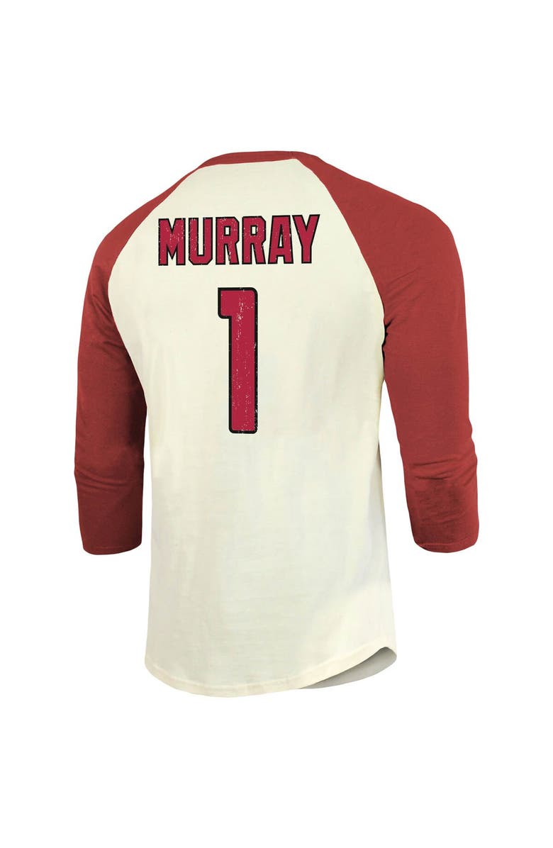 Majestic Threads Men's Fanatics Branded Kyler Murray Cream/Cardinal Arizona Cardinals Vintage Player Name & Number Raglan 3/4-Sleeve T-Shirt, Alternate, color, 