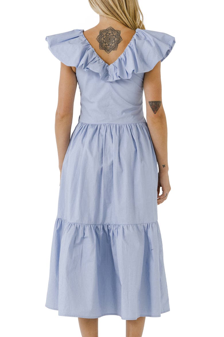 Ruffle Midi Dress, Alternate, color, POWDER BLUE