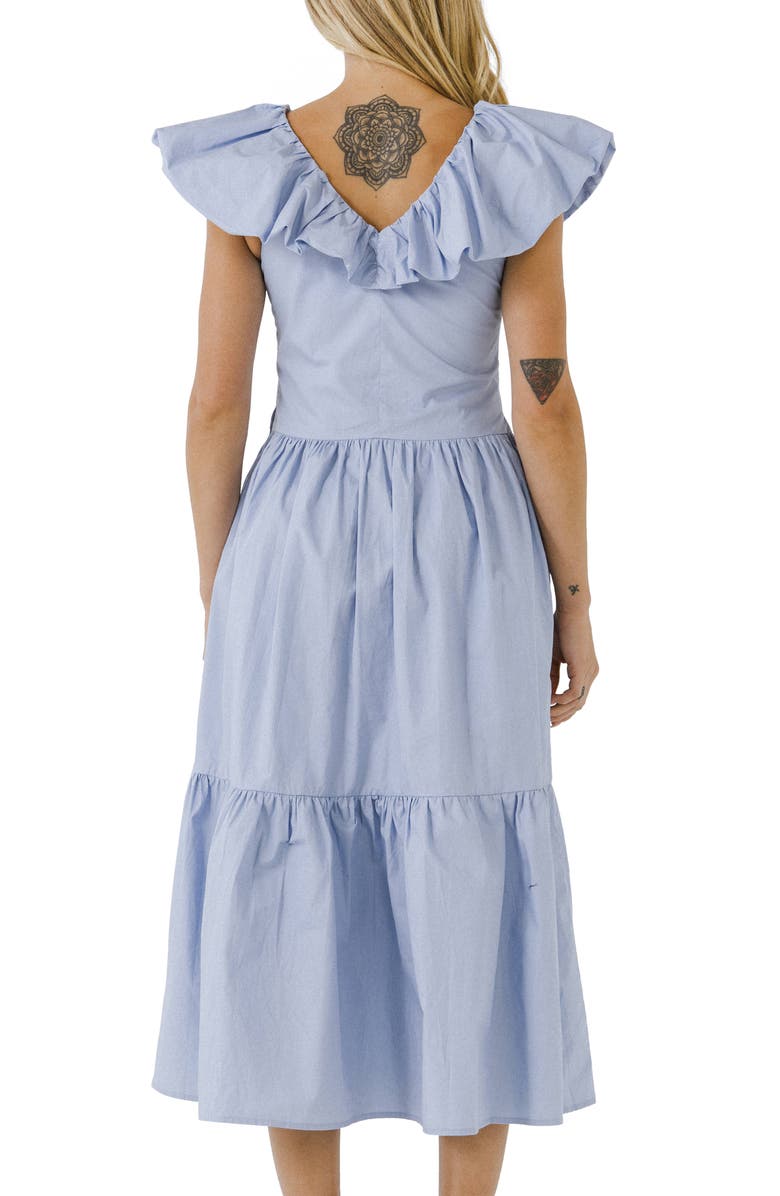 English Factory Ruffle Midi Dress, Alternate, color, Powder Blue