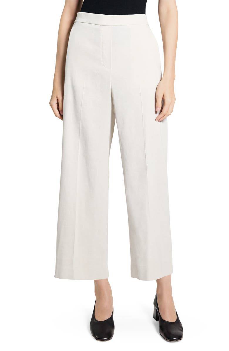 Theory Classic Straight Leg Good Linen Pants, Main, color, White Clay