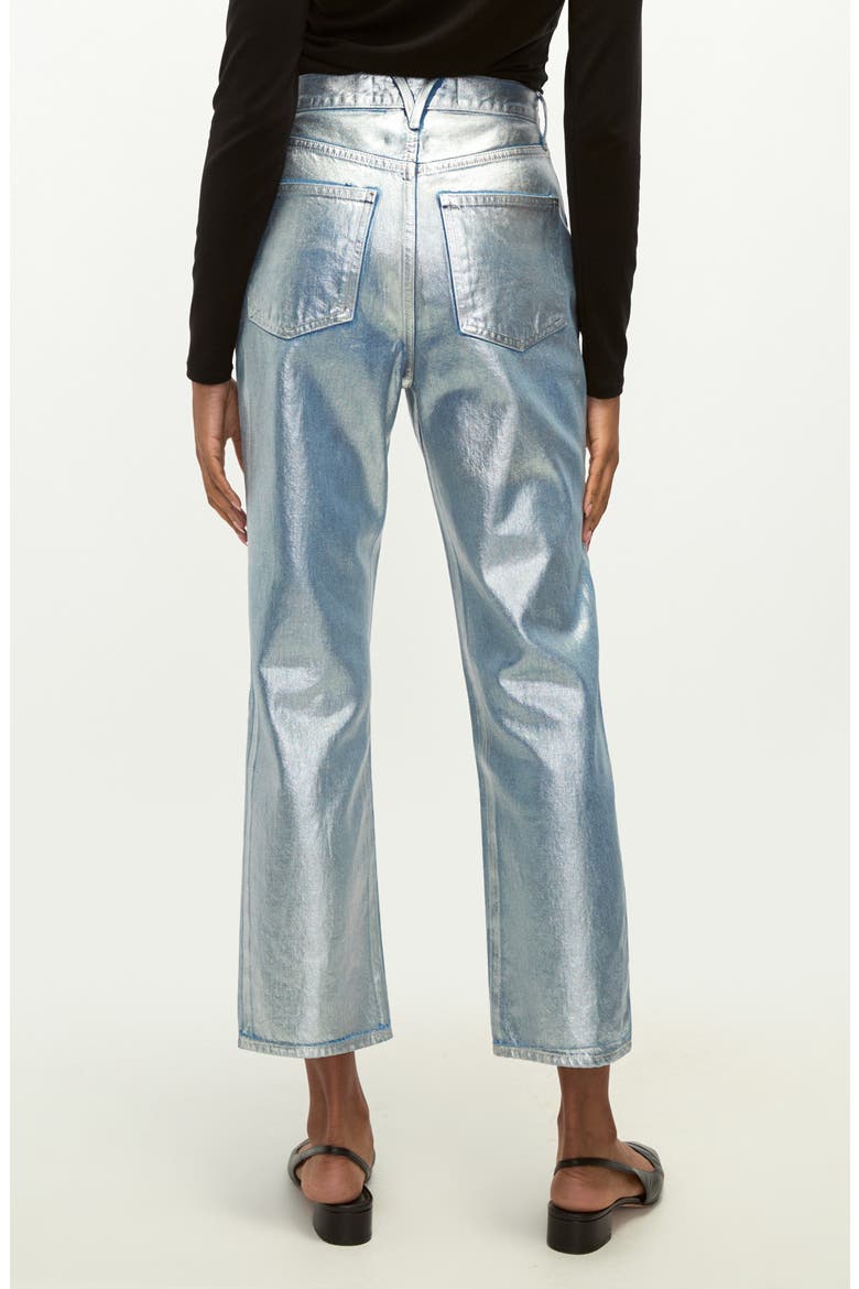 Daniela Metallic High Waist Ankle Straight Leg Jeans, Alternate, color, SILVERWOOD SHINE
