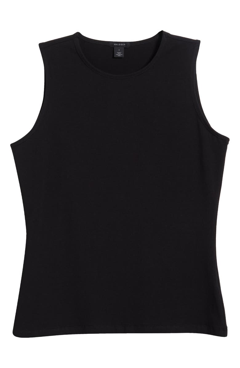 Halogen<sup>®</sup> Sleeveless Stretch Cotton Knit Shell Top, Alternate, color, Rich Black