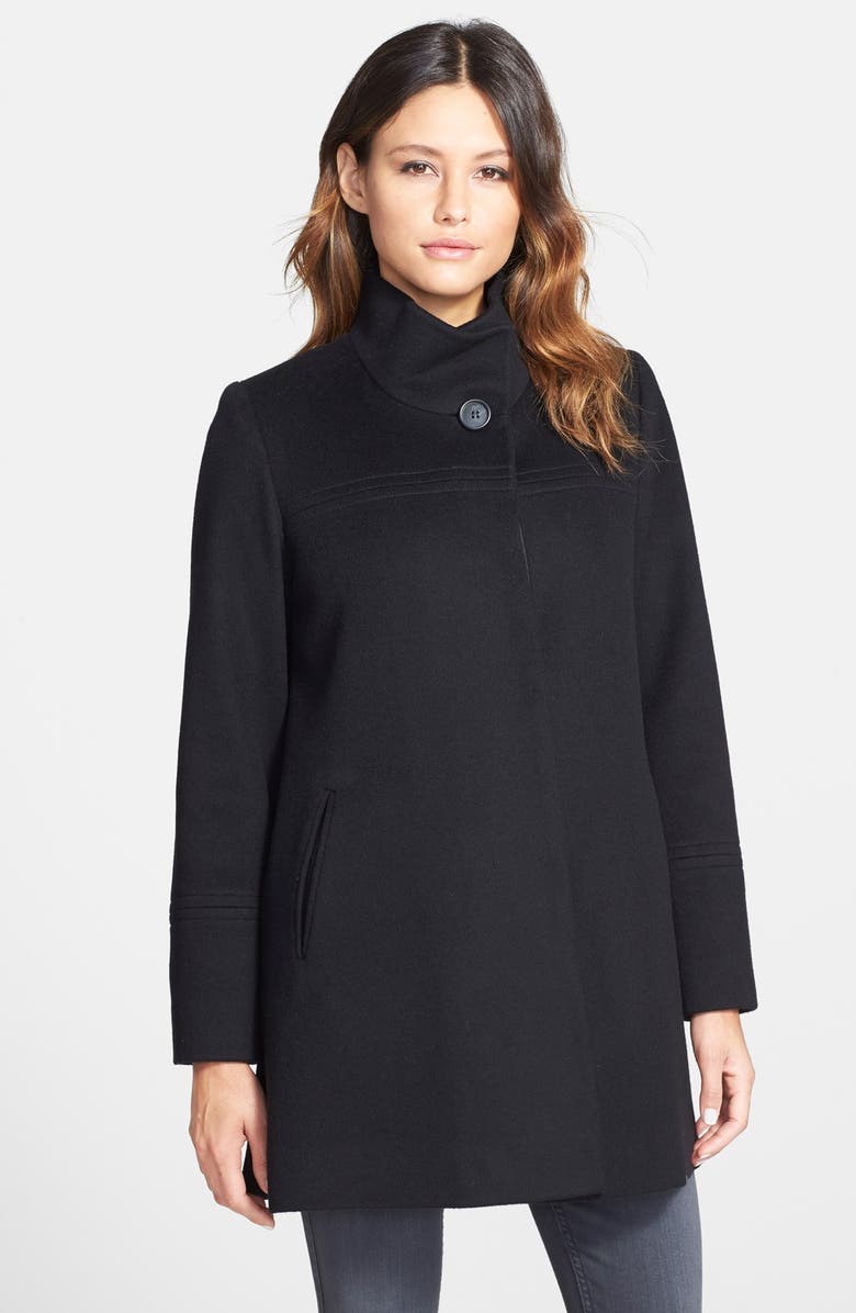 Fleurette Wool Stand Collar Car Coat, Main, color, 