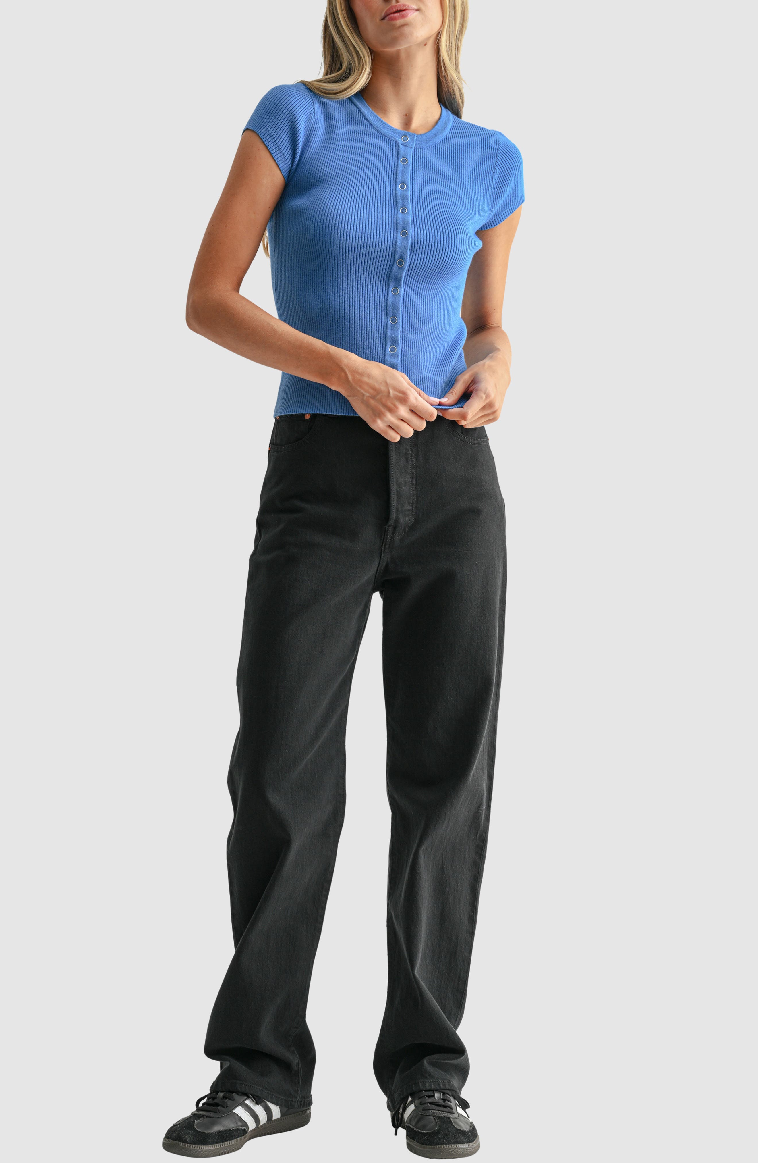 Cap Sleeve Rib Knit Cardigan Top (Women) | Nordstrom