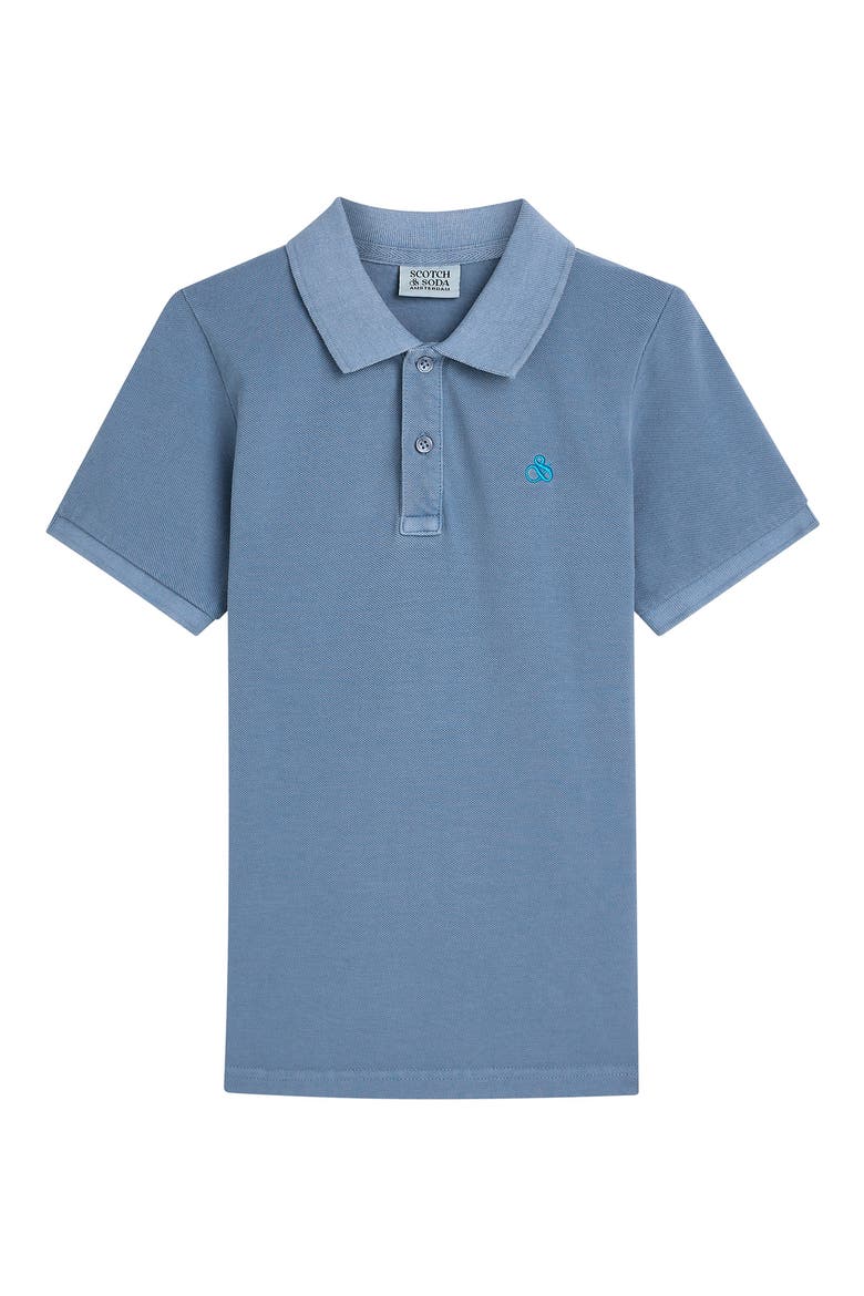 Kids' Logo Embroidered Piqué Polo, Main, color, CAPTAIN BLUE