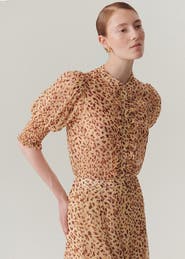 Exquise Esther Patterned Ruffle Piping Chiffon Shirt