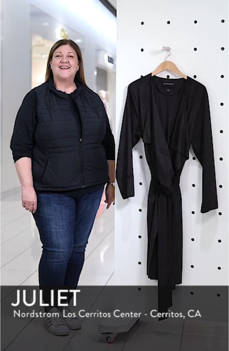 Faux Suede Front Drape Trench Coat, sales video thumbnail