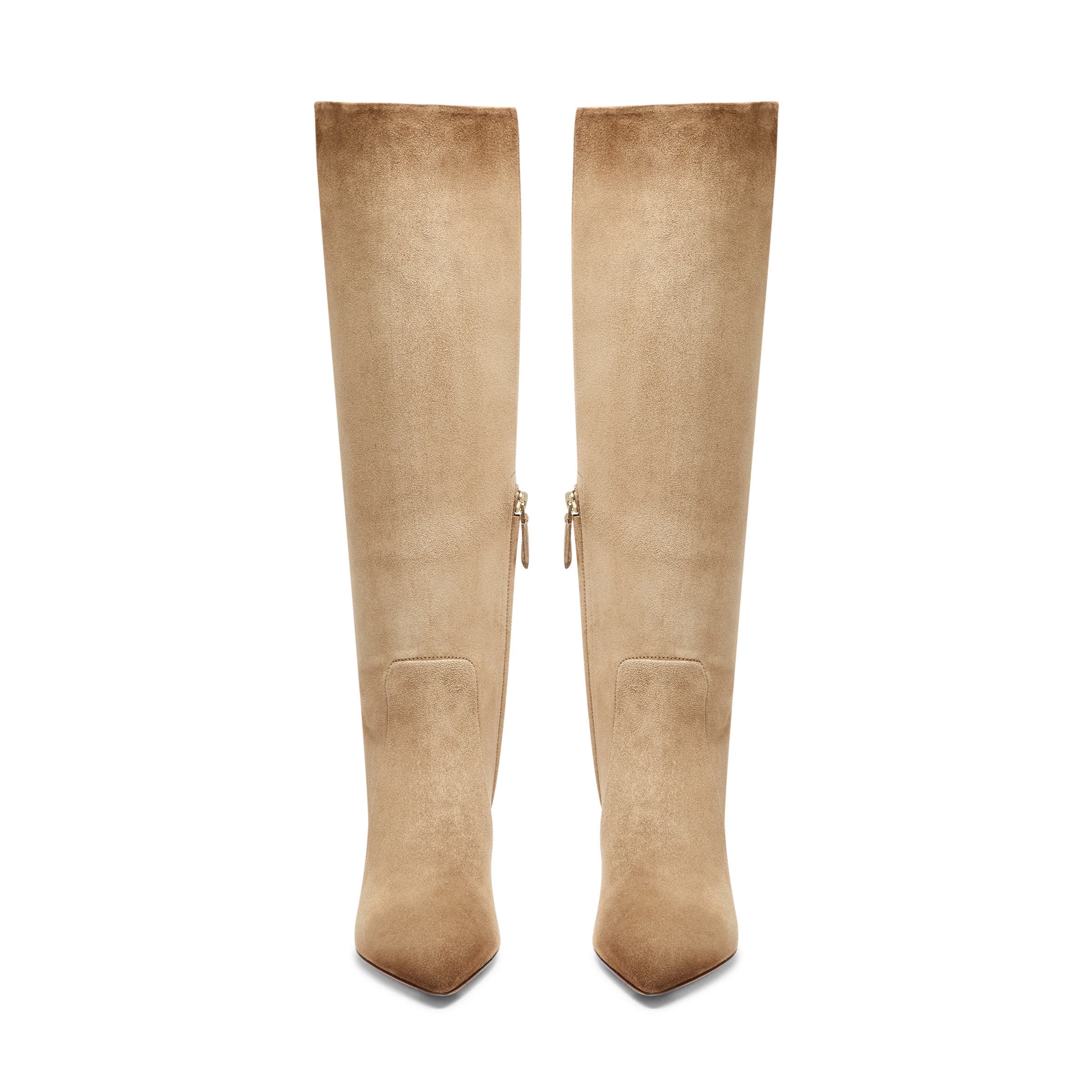 Santoni Women's Suede High-Heel Boot, Alternate, color, Natural