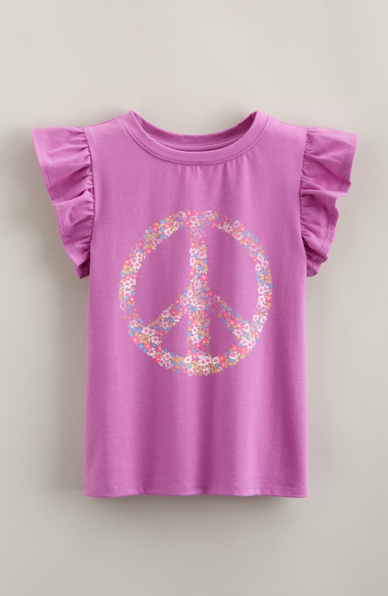 Tucker + Tate Kids' Flutter Sleeve Cotton Graphic T-Shirt, Main, color, Purple Iris Peace Floral
