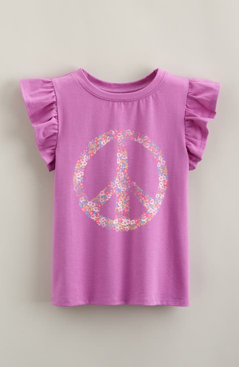 Kids' Flutter Sleeve Cotton Graphic T-Shirt (Toddler, Little Kid & Big Kid)