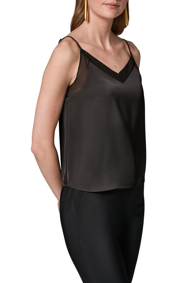 Mesh Trim Camisole, Alternate, color, BLACK