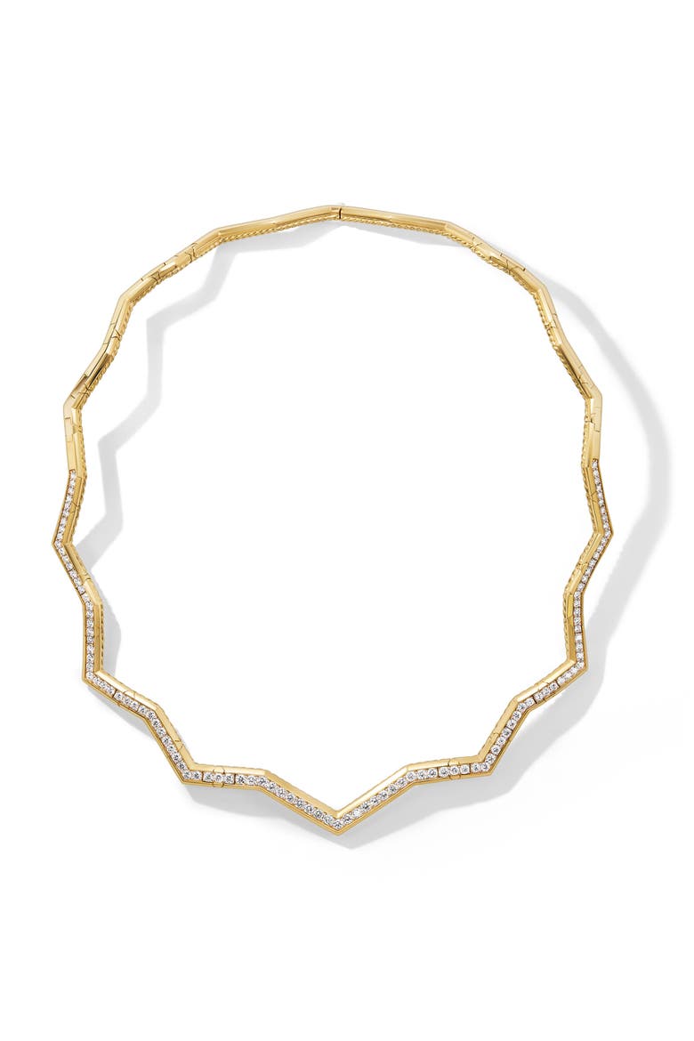 Zigzag Stax Necklace in 18K Yellow Gold with Diamonds, 5mm, Main, color, 18K YELLOW GOLD