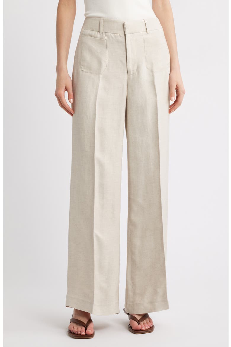 Le Slim Palazzo High Waist Wide Leg Pants, Main, color, FLAX