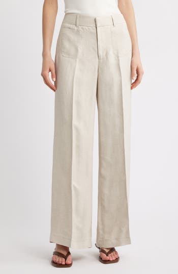 Frame Le Slim Palazzo High Waist Wide Leg Pants In Neutral
