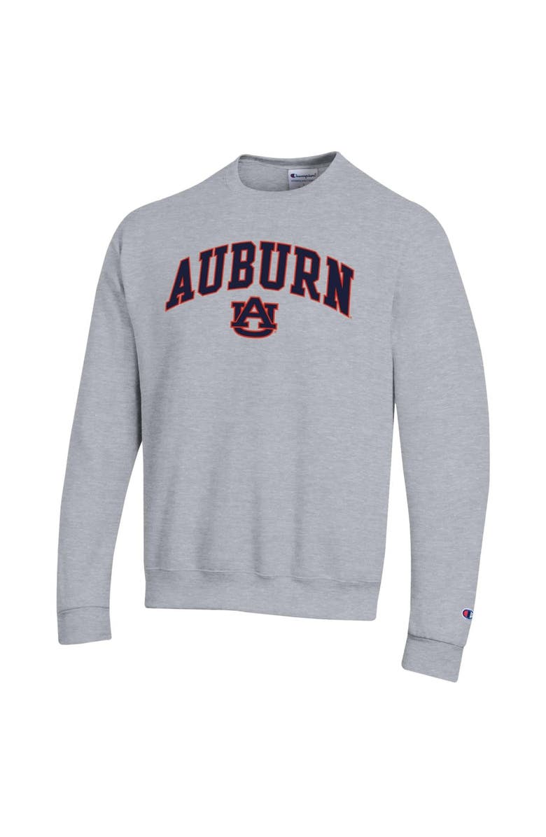 Champion Men's Champion  Heather Gray Auburn Tigers Basic Arch Fleece Pullover Sweatshirt, Alternate, color, Heather Gray