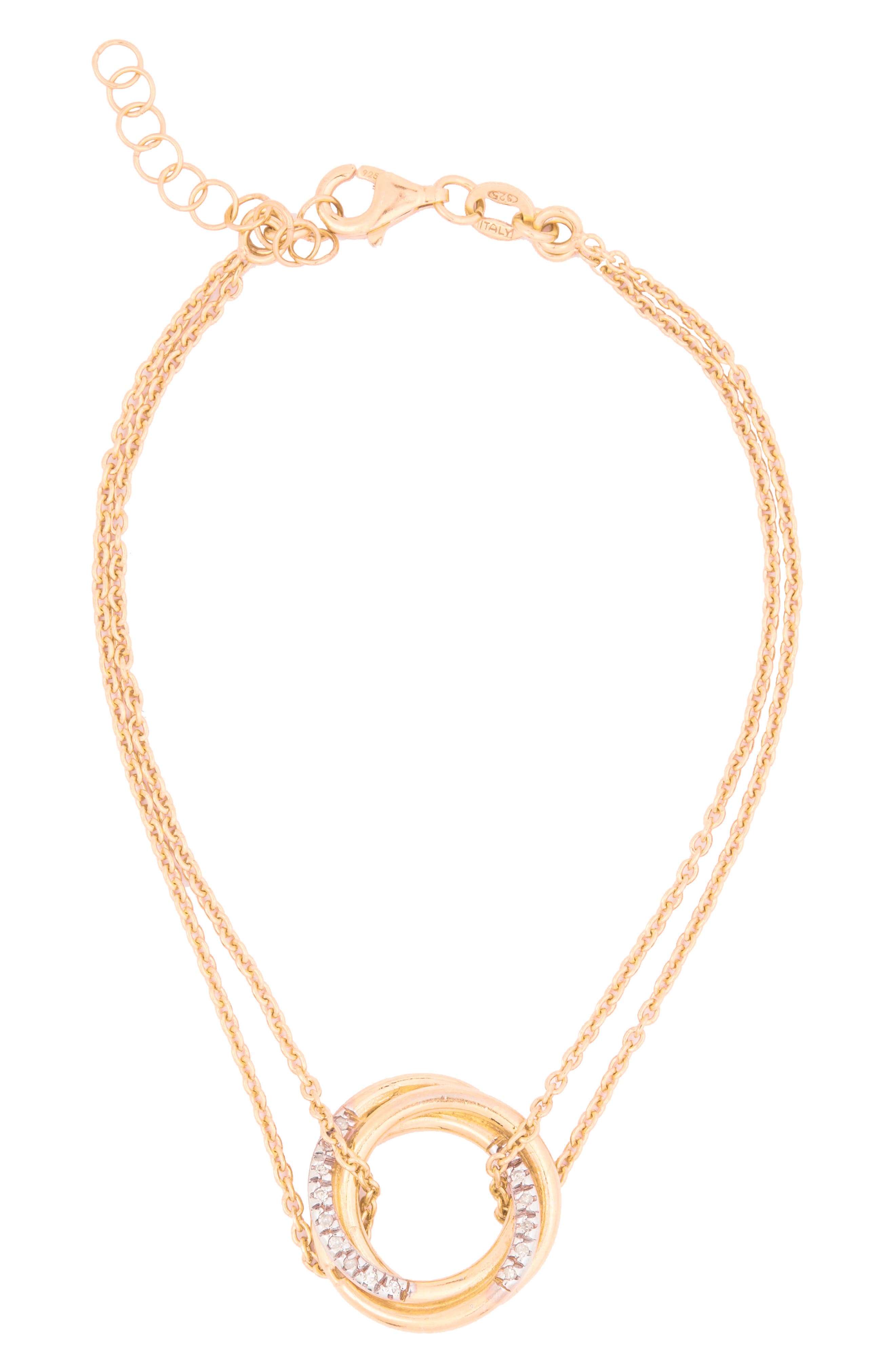 MESHMERISE Double Ring Diamond Chain Bracelet - 0.15 ctw