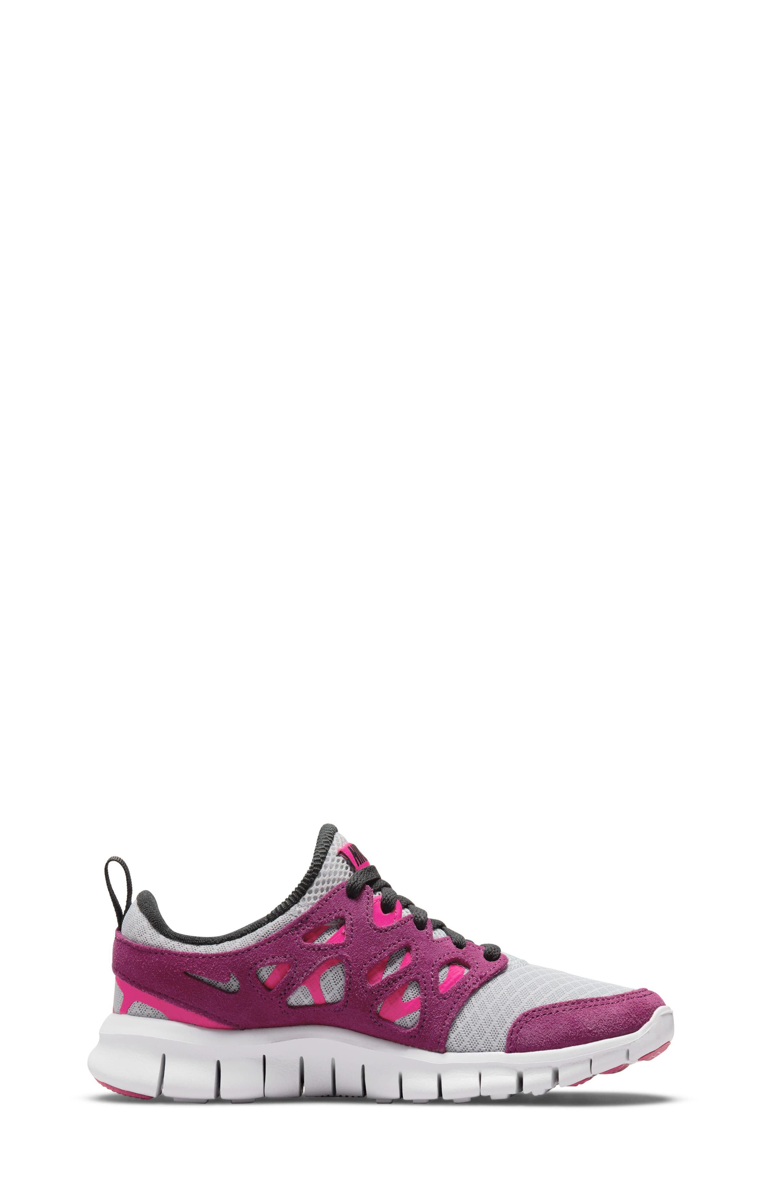 Kids' Free Run 2 Sneaker, Alternate, color, PLATINUM/ BLACK/ SANGRIA